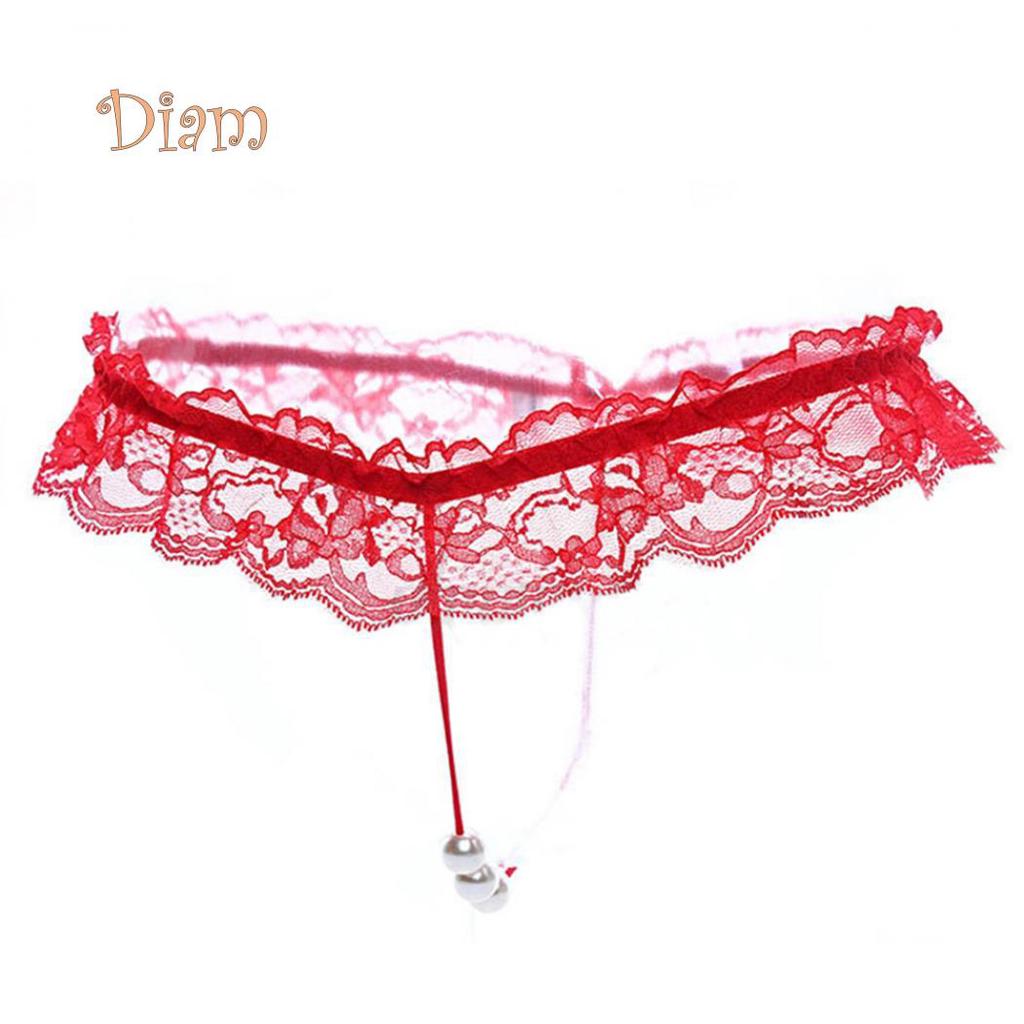 Acadele Doamnelor Sexy Tanga Slip Faux Pearl Crotch G-string Dantela Chiloți Lenjerie