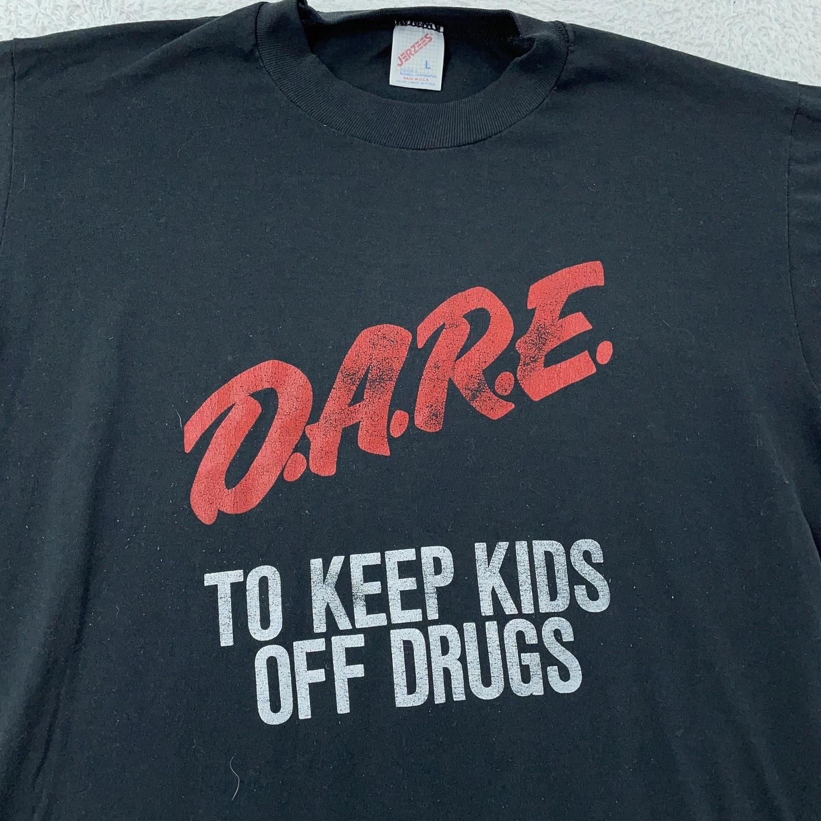 Vintage DARE Shirt Medium Black To Keep Kids Off Drugs XE USA Graphic 90s M