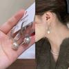 New Threaded Oval Plain Ring Pearl Earrings, Two Wear High-end Elegant Temperament Versatile Ear Buckles
