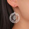 LIKGREAT Runen Hängeohrringe für Damen Mädchen Edelstahl Nordisches Wyrd-Netz Amulett Schmuck Valentinstagsgeschenk