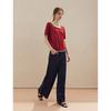 INMAN Ribbed Square Collar Short Sleeve Knit Top