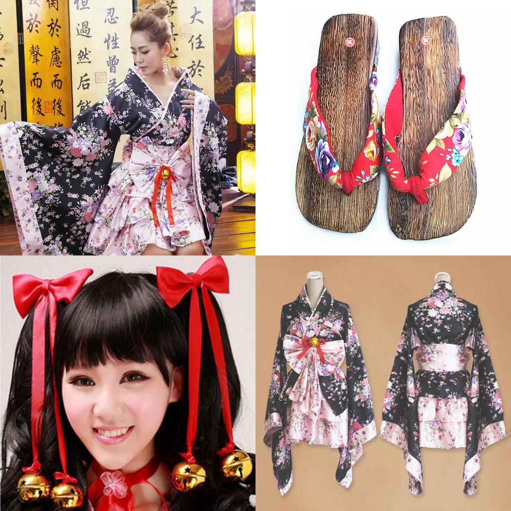 Enchanting Japanese Kimono Cosplay Lolita Anime Maid Uniform Costume Dress Set
