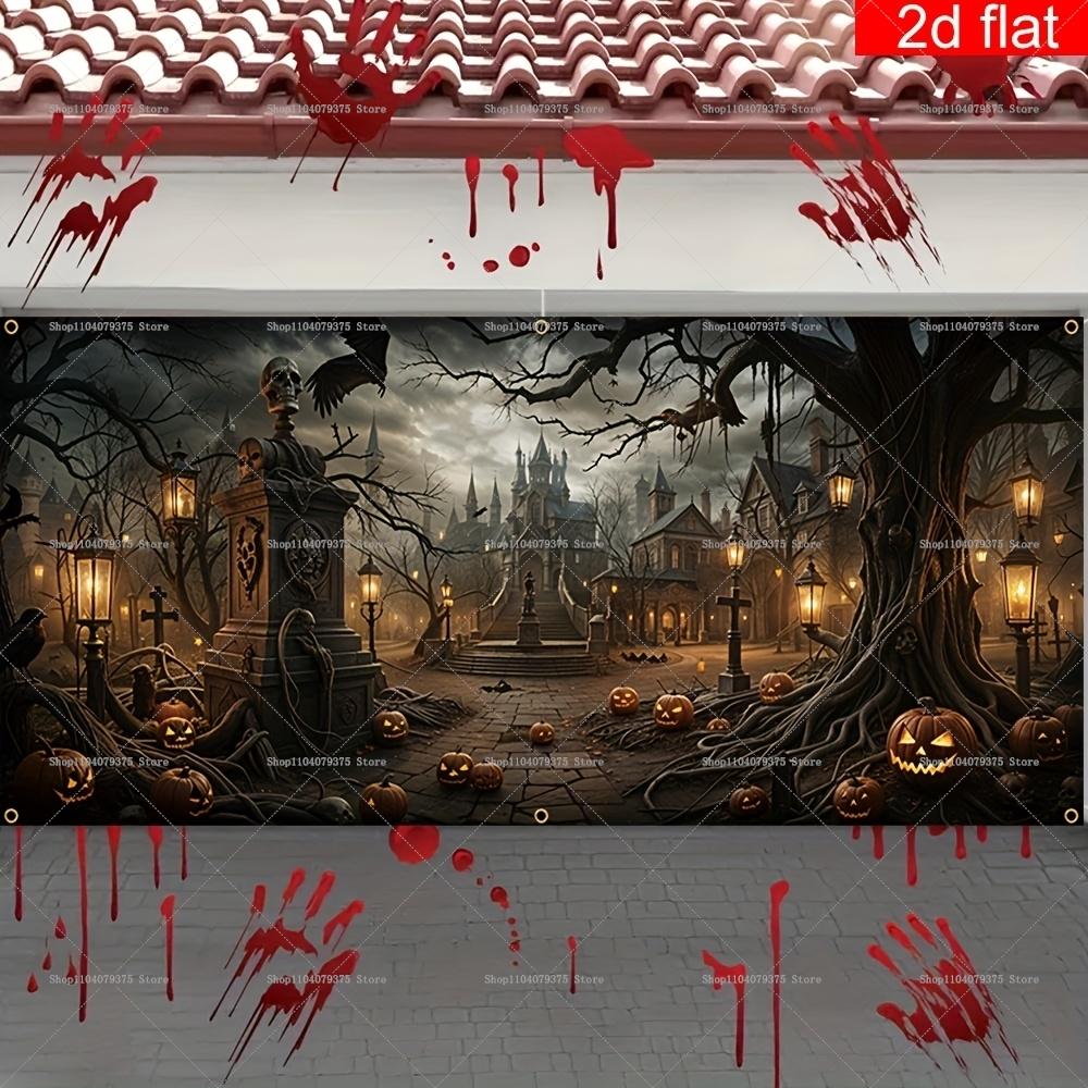1 Pezzo Felice Halloween! Gli Stendardi di Sfondo per Garage Sono Perfetti Per Aggiungere Un'Atmosfera Spettrale a Terrazzi, Giardini e Feste a Tema