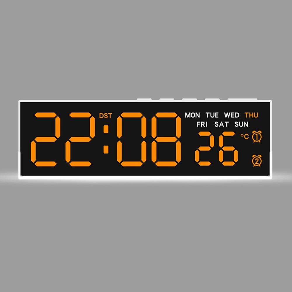 

3 Levels Brightness Electronic Clock Mood Light Bedside Clock LED Digital Alarm Clock Bedroom Use White Orange