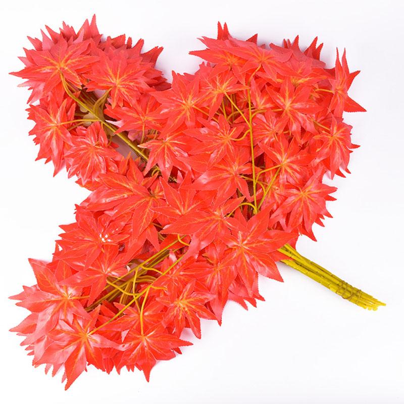 Simulated Maple Leaf Branch Artificial Branch Autumn Red Maple Leaf Tree Simulated Banyan Leaf Green Plant Modeling Golden 1pc