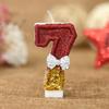 2.95-inch Red Gold Bow Digital Birthday Cake Candles Cake Candles Sparkling Wedding Baby Shower Party Decoration Cake Top Cover