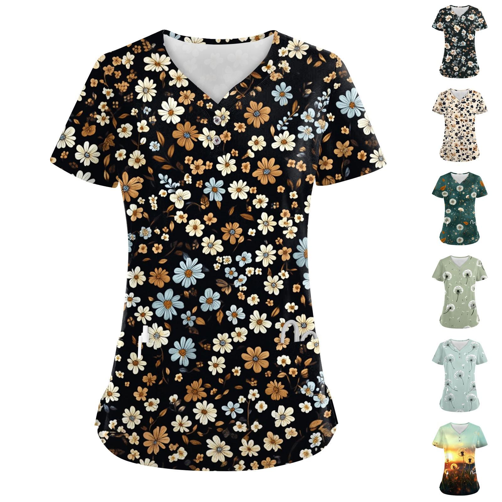 

Женские модные повседневные топы с V-образным вырезом и цветочным принтом, топы для кормящих мам, топы-халаты для женщин, 2 кармана M