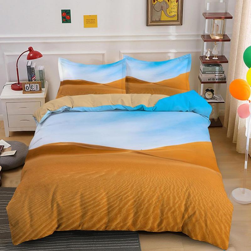 Three-Piece Beautiful Landscape 3D Bedding Grassland Printing Quilt Cover Home Textile