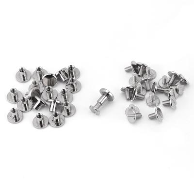 20Pcs/set Brass Threaded Flat Head Nut Nail Rivets Screws Leather Craft Repair Supplies(8mm)