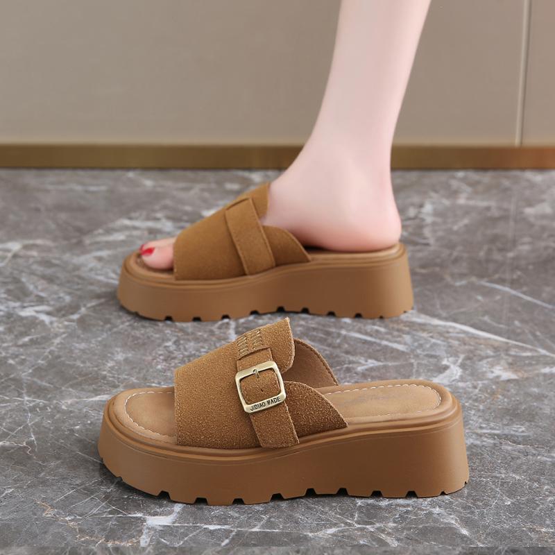 Fashion CRLAYDK Slide Sandals for Women with Soft Footbed Buckle Ladies Fashion Platform Open Toe Walking Casual Outdoor Slippers