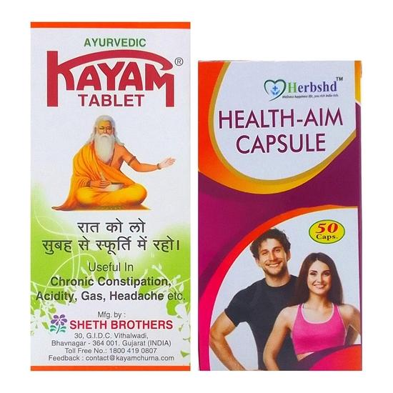 Buy online kayam churna and Gaskure Capsule combo pack for Chronic Constipation.