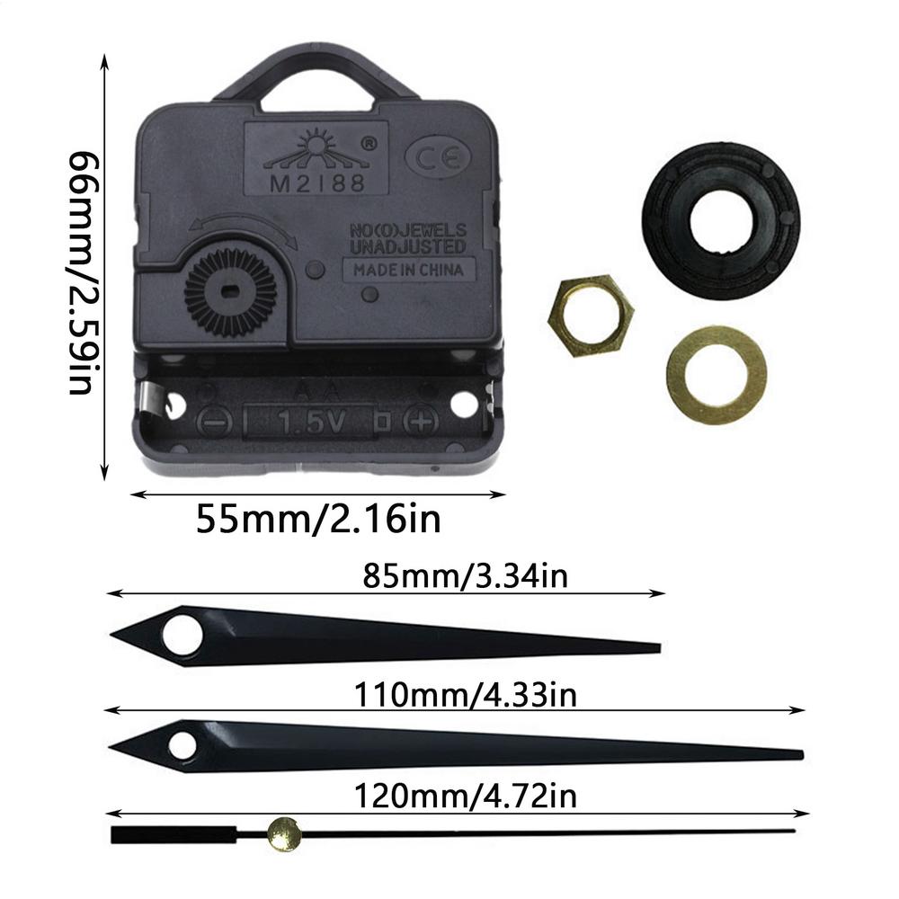

Hanging DIY Watch Silent Wall Clock Movement Repair Movement Replacement Clock Mechanism Parts Clock Parts with Needles чорний