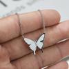 European, American and Korean Niche Platinum White Opal Butterfly Necklace Women's Versatile Collarbone Chain