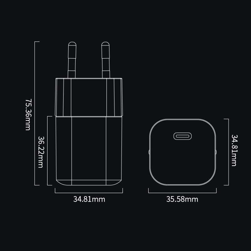 GaN 33W Super Charging Charger EU Plug PD Charging Wall Charger Quickly Charge For Xiaomi Huawei Mini Portable