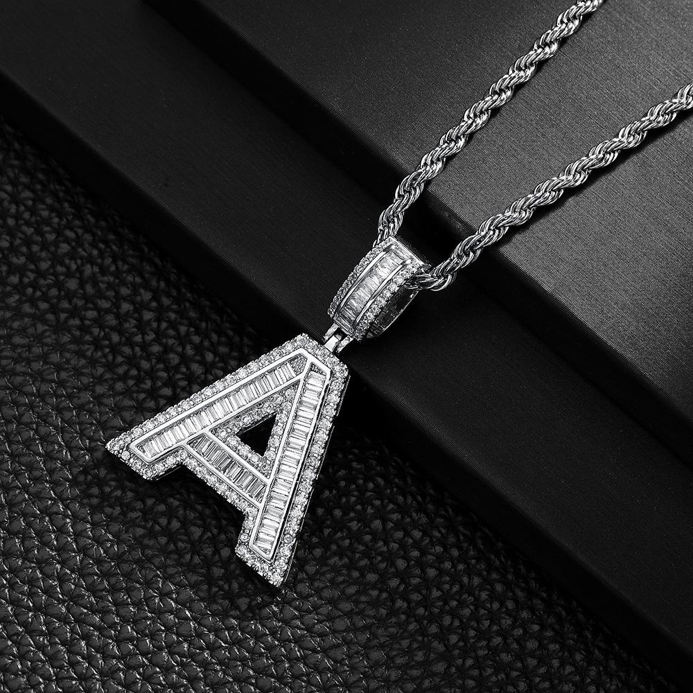 Letter Pendant Copper Inlaid Zircon Necklace Personalized Niche Design Men S And Women S Pendant Necklace