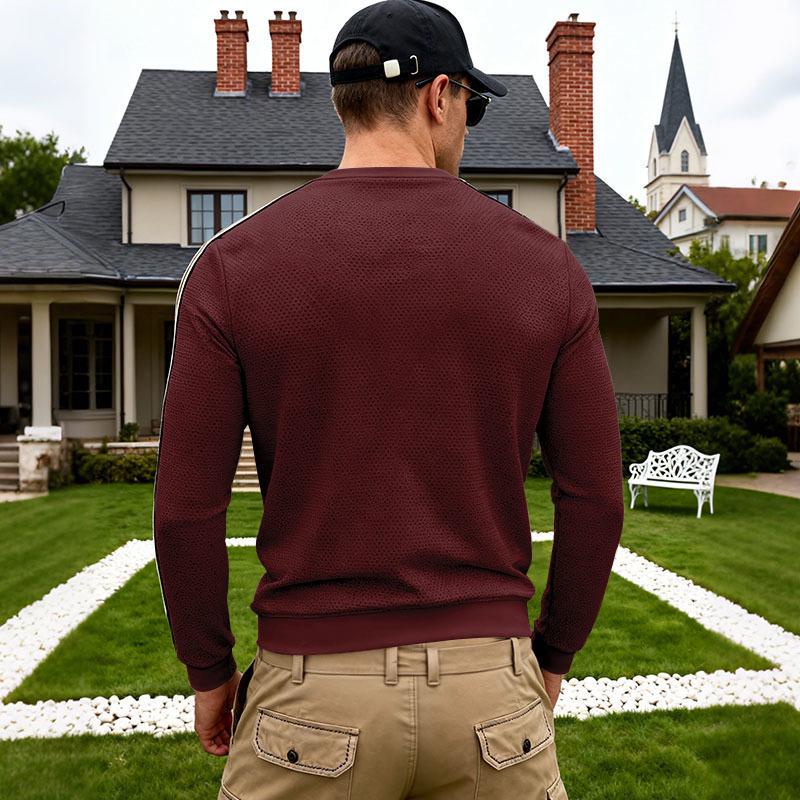 Felpa leggera casual con scollo rotondo e color block da uomo per primavera/autunno