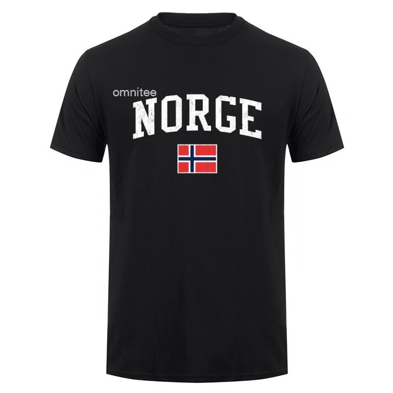 Boat Norwegian Flag Norway Tshirt Unisex Cotton Short Sleeve Streetwear Vintage Norway Flag Mountain T Shirt Hj110