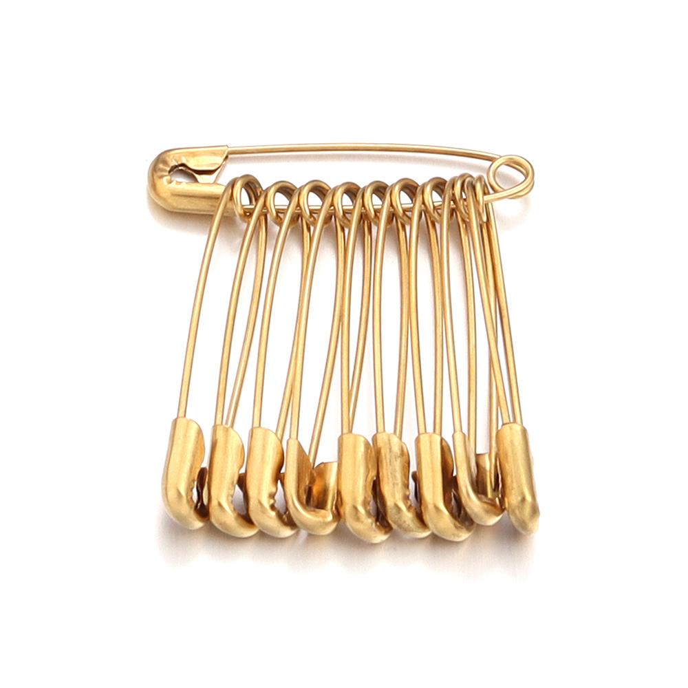 10pcs Stainless Steel Safety Pins 20-56mm Multi Size Gold Steel Color Safety Pins For DIY Home Garment Sewing Tools Accessories