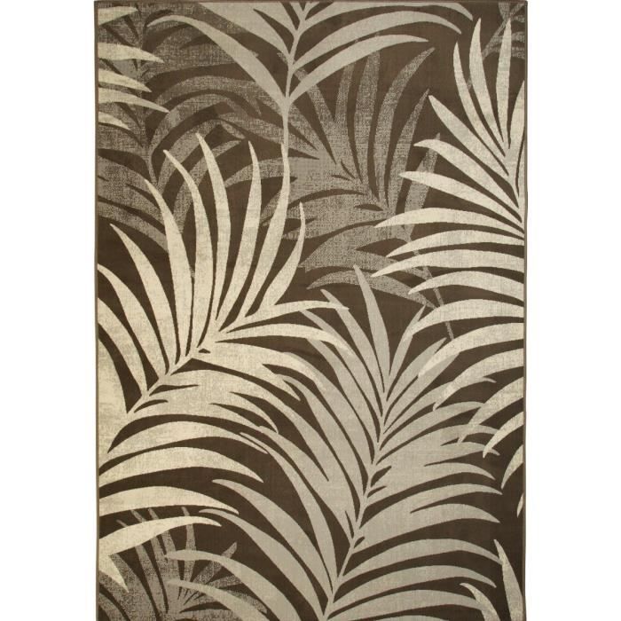 Tapis salon doux motif tropical 190x240 taupe