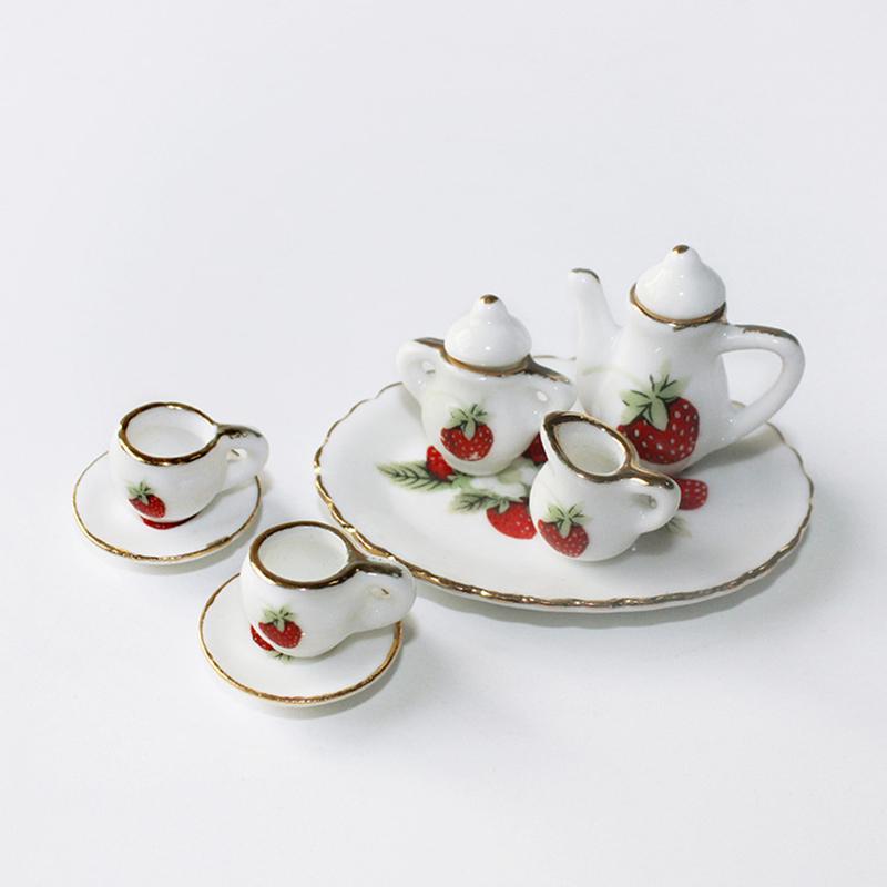 1 Set Miniature Tableware Pretend Play Toy 1:12 Dollhouse Mini Kitchen Ceramic Tea Cup For Doll Accessories