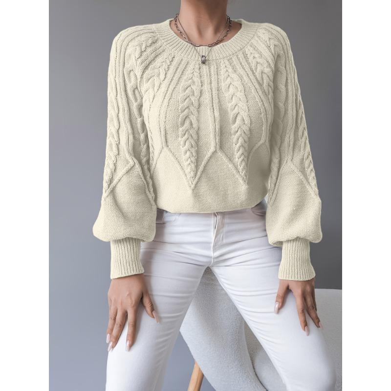 Women'S Chunky Sweater - Beige/Neutral-Toned Sweater for Fall/Winter, Cozy Sweater for Everyday & Formal Outfits, Women'S Sweater Clothing