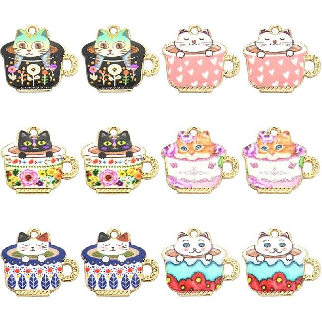 KitBeads 40pcs Enamel Rabbit Charms Mixed Styles Easter Bunny Charms Flower Printed Animal Bunny Rabbit Charms for Jewelry Making Bulk