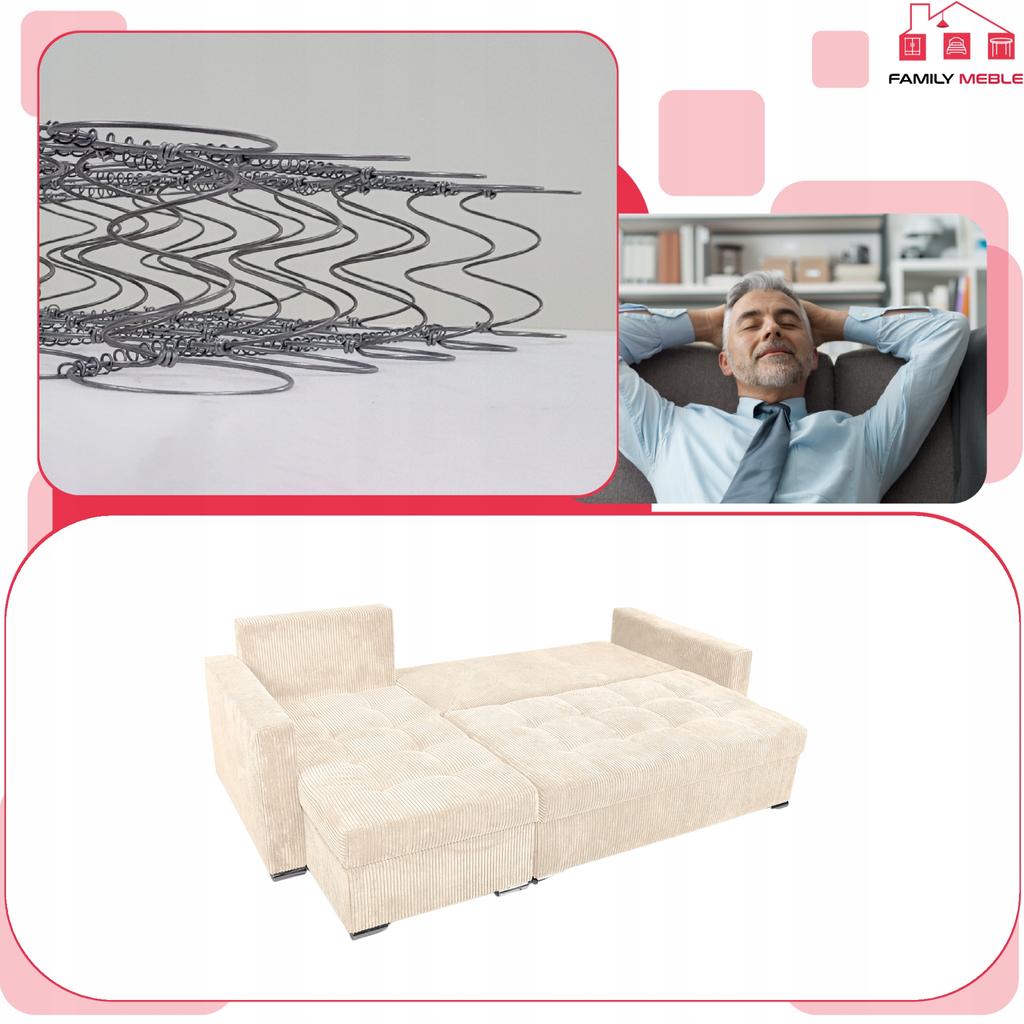 Bonito Corner Sofa Bed Family Meble Corduroy Beige