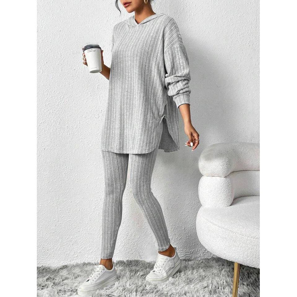 Casual O-neck Two Piece Set Women Outfits Autumn Winter Fashion Solid Knitted Long Sleeve Sweater Elegant Loose Pants Suit
