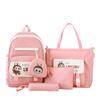 Labubu New Korean Style Fashion Four-piece Backpack Student Backpack Tutoring Bag Trendy Large Capacity Backpack