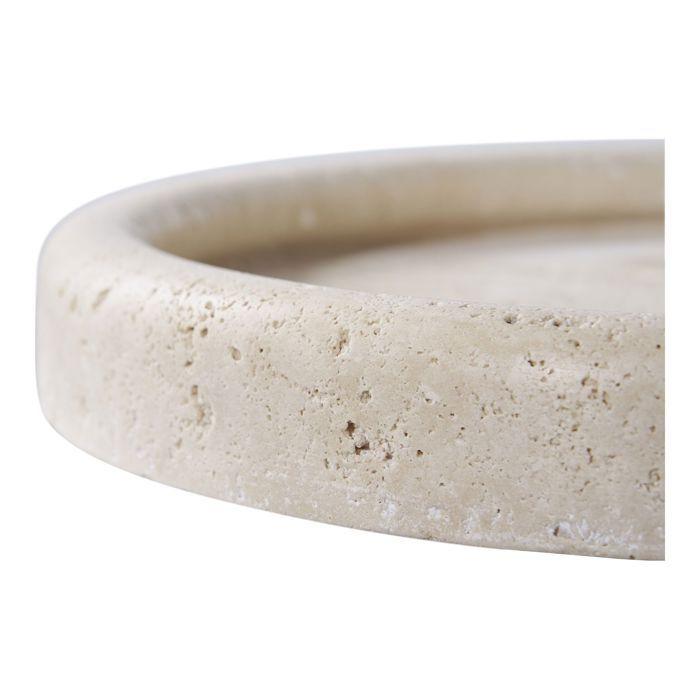 Plateau rond en travertin naturel Ø 25,5 cm
