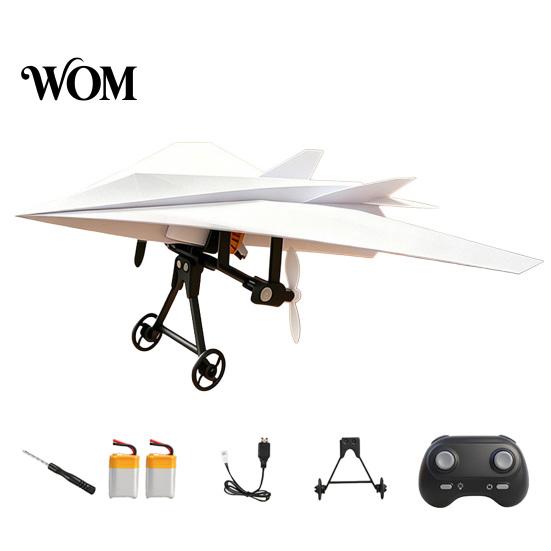 Dual Propeller Paper Plane Kit RC Airplane DIY Kit, Remote Control Electric Module with Gyro Stabilizer, Propellers, Aircraft Launcher Component