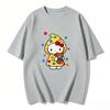 2026 Hello Kitty Cartoon Printed Short Sleeve Summer Cotton Tshirts Womens Family Matching Outfits Tops Tee Trendy Y2k Tops