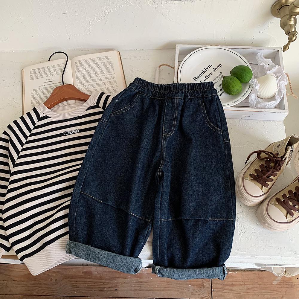 Calças Jeans Casuais para Meninos Coreanos Outono 2025 - Calças de Moda Versáteis para Crianças