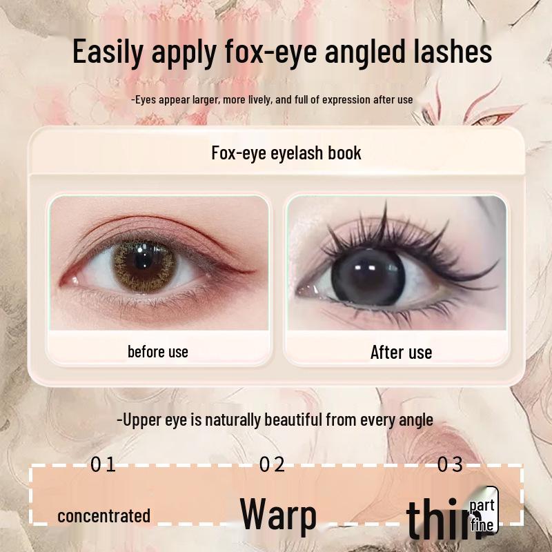 Fox-Style Natural Thick False Eyelashes with Black Stem In a Large-Capacity Book for a Mother-Inspired Look