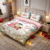 3pcs Merry Christmas Pink Santa Claus Printed Chipless Bedding Set Multi Size Bedroom Bedding Decoration Machine Washable