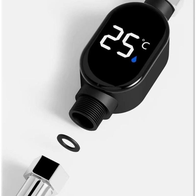 Intelligent LED Display Shower Water Thermometers Touch Control Real Time Monitoring Anti Scald Protecting