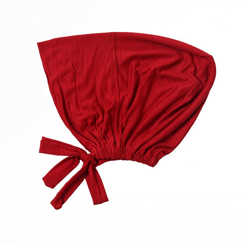 Modal Mercerized Cotton Elastic Drawstring Base Cap Solid Color Women's Hijab