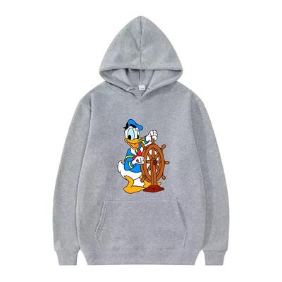Disney Donald Duck Pattern Woman Fleece Sporty Loose Grey Autumn Tops Clothes Pullovers Ladies Cheap Y2k Hoodies Men Sweatshirts