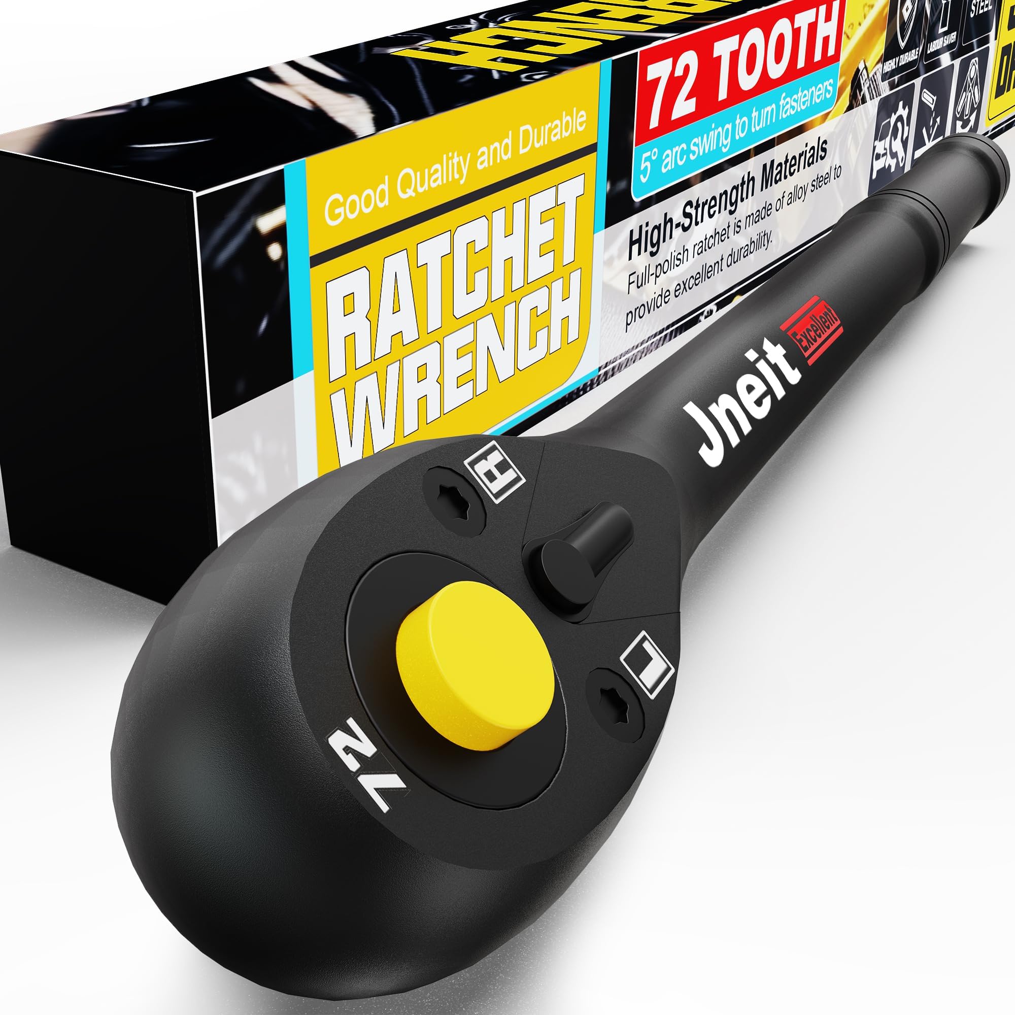 

Jneit Ratchet 230mm Ratchet Socket Wrench with Direction and Quick Release Button Handle, 9.5mm (3/8 ) Drive, Wrench, Switch, 72-Tooth Gear,