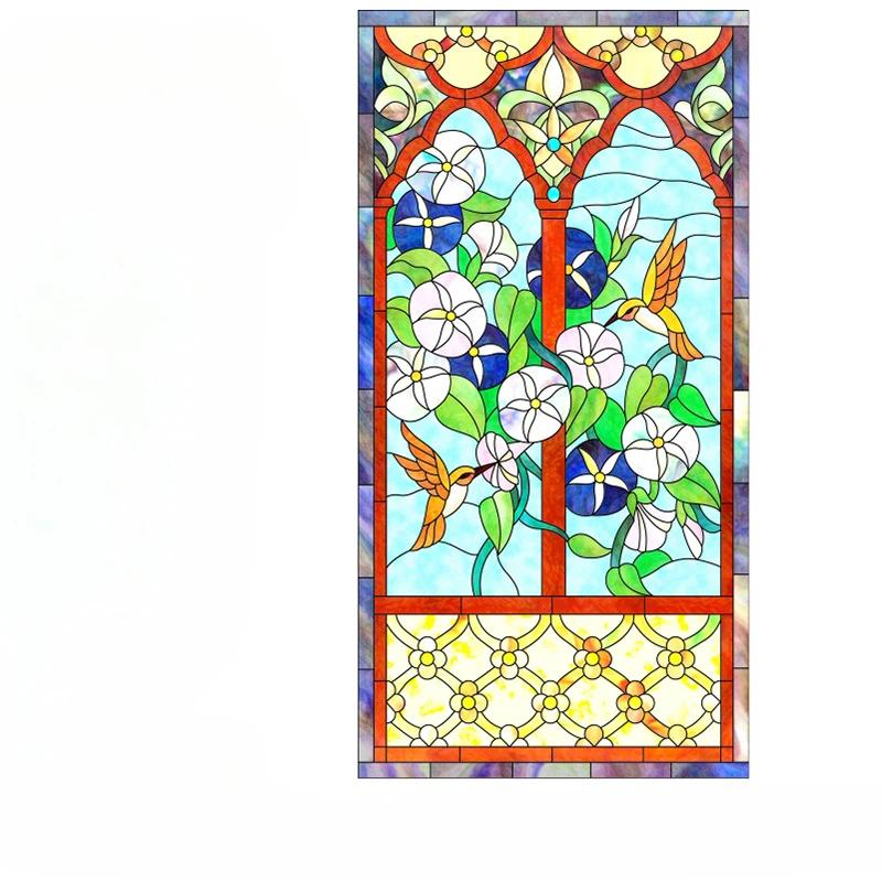 Tiffan Retro Kostelní okenní fólie Malované sklo Matné Umělecké okenní papíry Posuvné dveře Kuchyně Koupelna Samolepka na okno