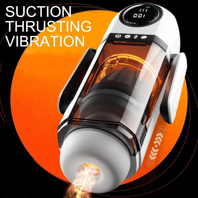 Männlicher Masturbator Becher Stoßender Saugender Vibrator Doppelte Griffe Penis Pumpe Taschentasche App-Steuerung Penis Trainer Sexspielzeug für Männer