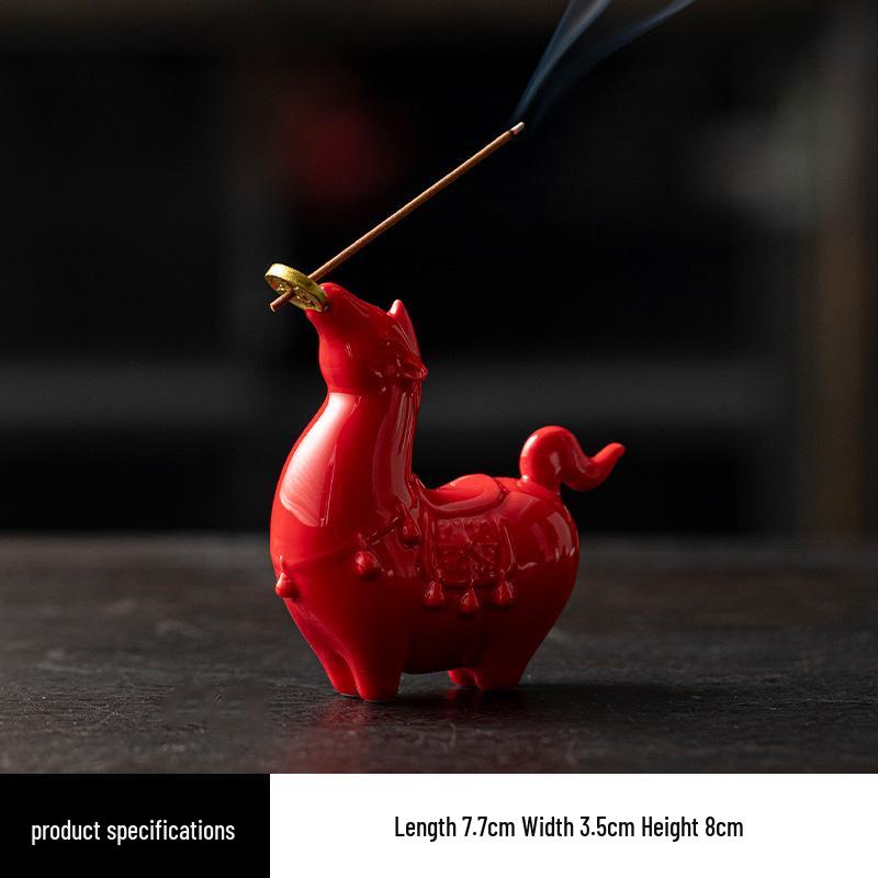 Charming Ceramic Horse Incense Holder: Cute Ornament & Tea Pet for Wealth Attraction