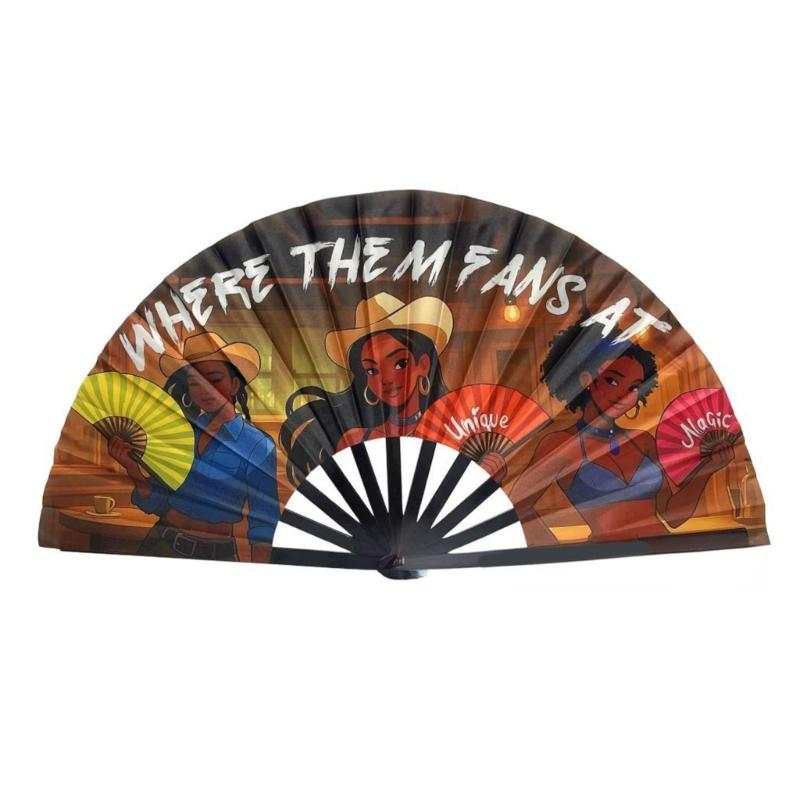 

Portable Bamboo Silk Folding Fan For Cosplay Substance Outdoor Adventures Photography Props Decoration