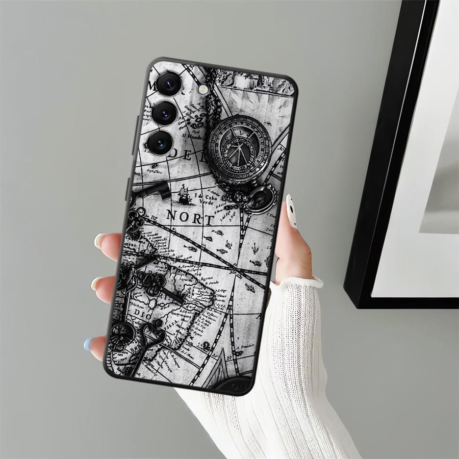 Case for Samsung Galaxy A52 A36 A05 A06 A25 A16 A23 A55 A37 A57 A15 A73 A51 A53 A17 Phone Cover A41 A13 A50 A12 A70 Retro Map