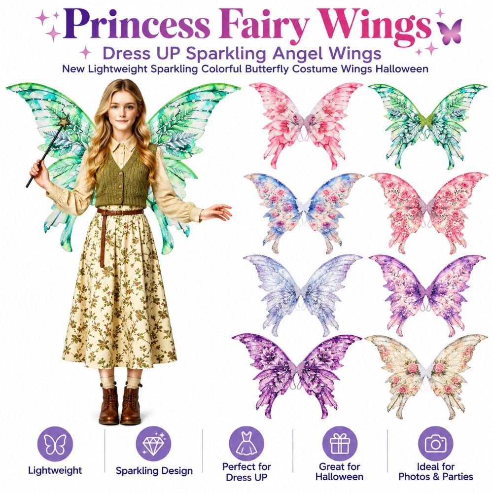 Ailes de Fée Princesse Scintillantes Robe Légère Ailes de Déguisement Cadeaux Aile de Cosplay Elfe Déguisement