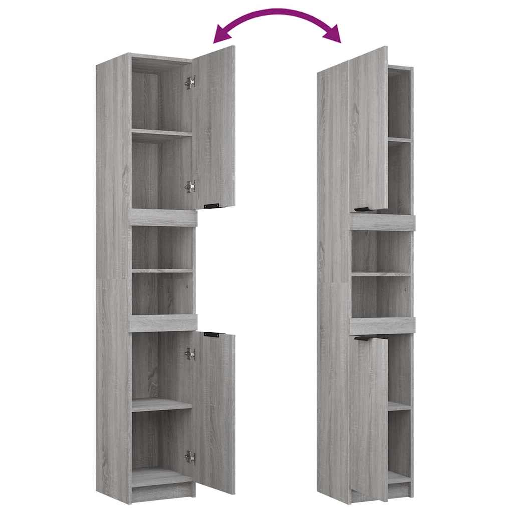 Bathroom Cabinet Gray Sonoma 32 x 34 x 188.5 cm Particleboard