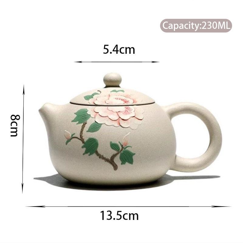 

240ml Chinese Yixing Purple Clay Teapot Tradition Handmade Peony Xishi Tea Pot Beauty Tea Infuser Kettle Household Zisha Teaware
