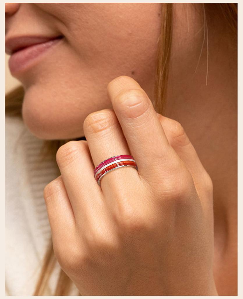 Edelstahl Lesbischer LGBT Ring für Frauen Paar, Pride Liebe Versprechen Band Streifen Flaggenfarbe Verlobungsringe