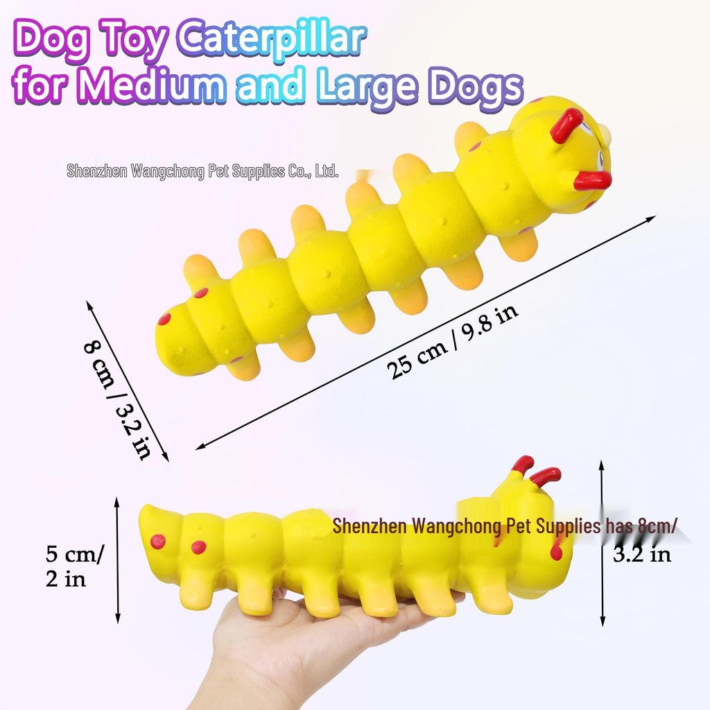 Latex Caterpillar Bite-Resistant Teething Toy for Medium to Large Dogs with Sound Feature