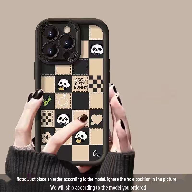 Plaid Panda Apple iPhone Case for iPhone Models 17/16 Pro Max/15 Pro/14/13/12